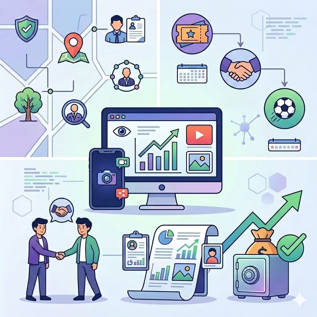Illustration des leviers d'activation d'un partenariat club : suivi digital, contenus et mesure des résultats